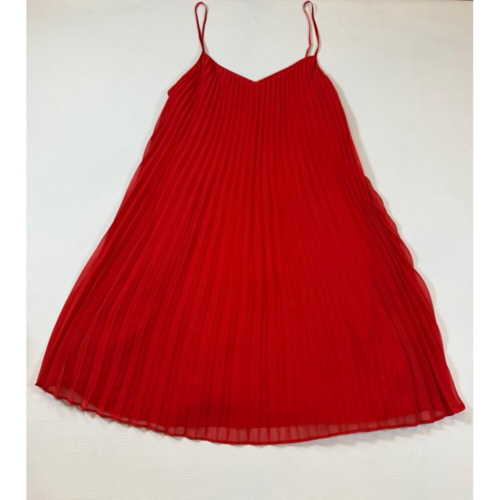 Laundry Red Pleated A-Line Spaghetti Strap Dress Lightweight Flowy sz 6 (JJ111)